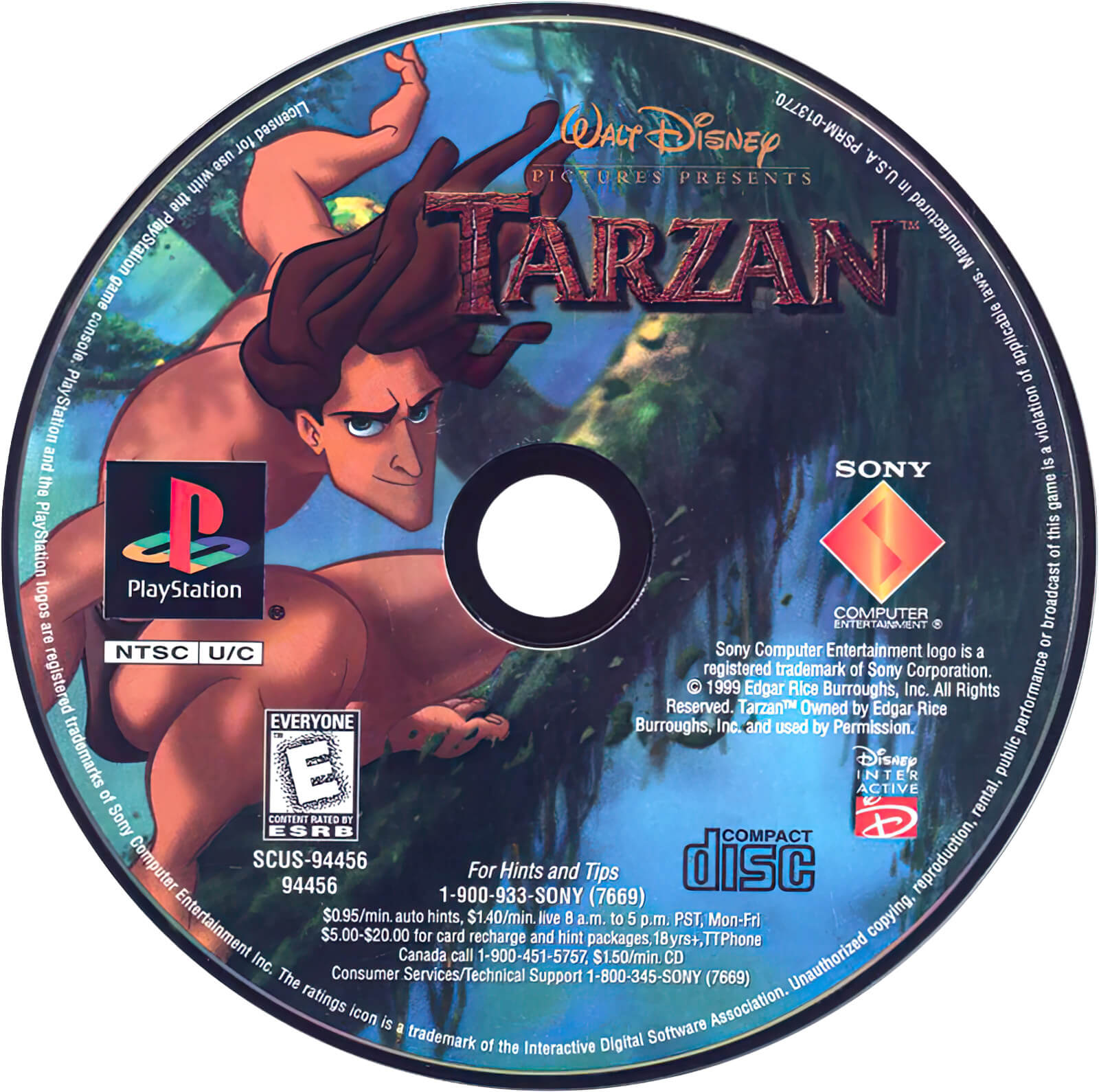 Лицензионный диск NTSC\PAL Disney's Tarzan для PlayStation